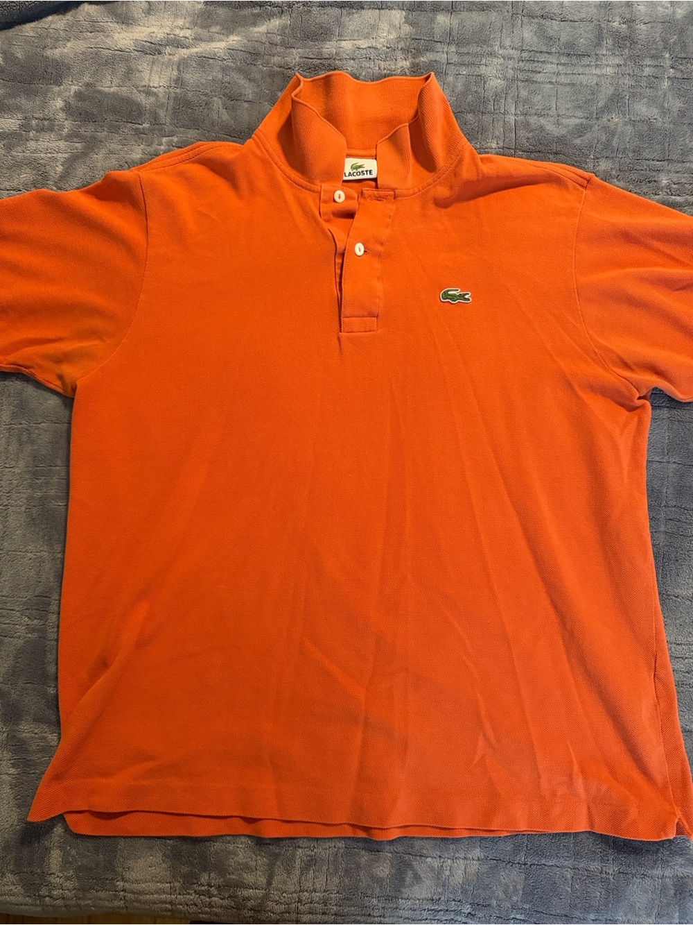 Lacoste Orange Short-Sleeve Polo with Crocodile Logo